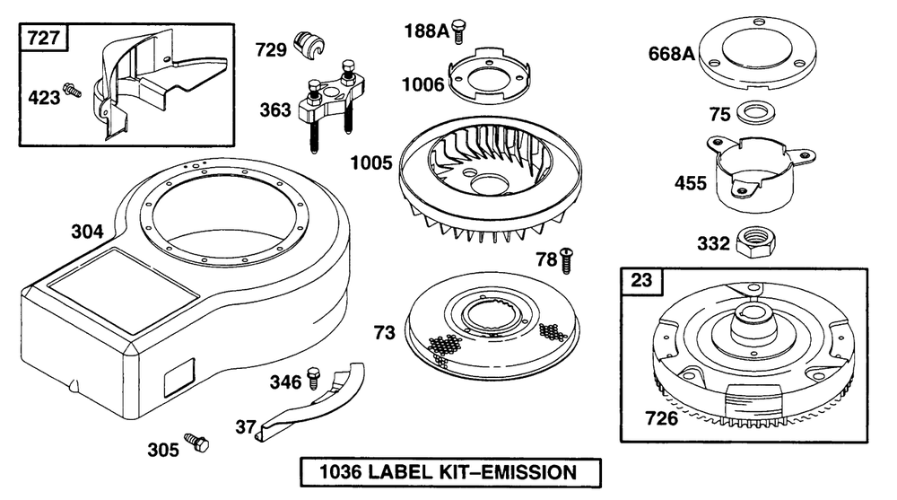 Blower Hsg, Flywheel Diagram and Parts List for 282707-0118-XX  Briggs and Stratton Engine